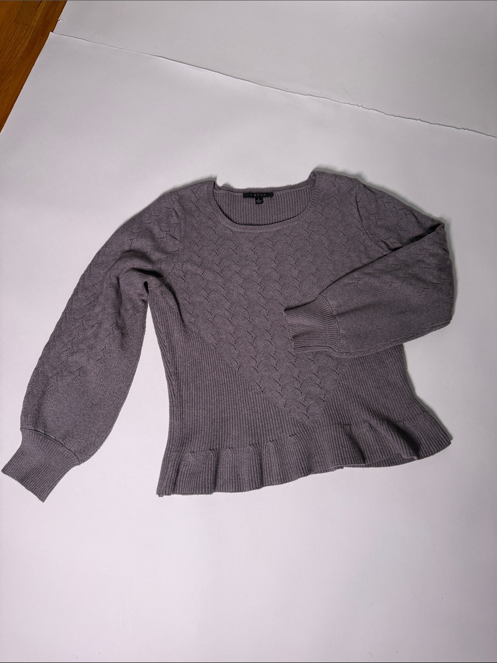 Cable-Knit Peplum Sweater in Gray - Women